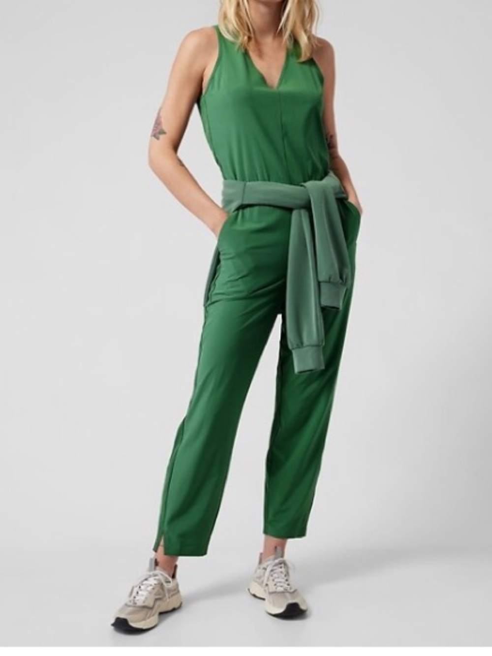 Athleta size 6 green brooklyn jumpsuit